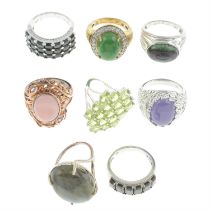 Eight gem rings