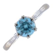 Blue zirconia single-stone ring
