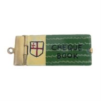 9ct gold & enamel cheque book charm