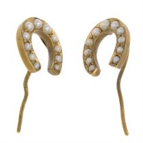 Victorian 15ct gold split pearl horseshoe earrings