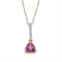 18ct gold pink tourmaline & diamond pendant, with chain