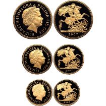 United Kingdom. Elizabeth II AV Proof Three Coin Sovereign Set.