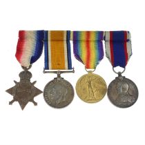 Great War medal group with photograph and compass.