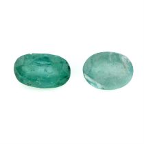 Two oval-shape emeralds, 3.39ct