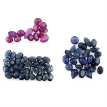 Assorted vari-shape rubies and sapphires, 52.62ct