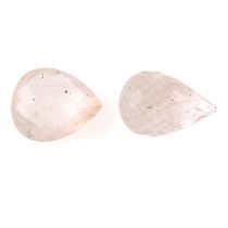 Two briolette-shape morganites, 41.65ct