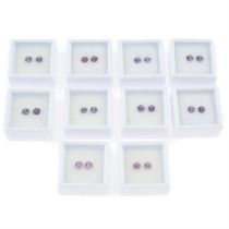 Ten pairs of spinels, 7.75ct