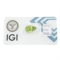 Pear-shape green tourmaline, 6.90ct. In IGI seal