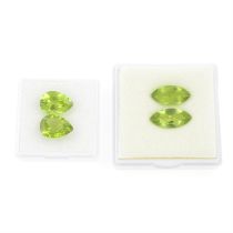 Two pairs of peridots, 14.26ct