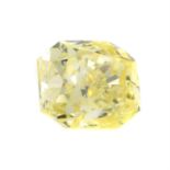 Cushion-shape 'yellow' diamond, 0.46ct