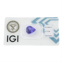 Pear-shape tanzanite, 6.19ct. In IGI seal