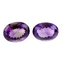 Two oval-shape amethysts, 203ct