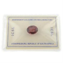 Oval-shape pink tourmaline, 5.23ct. In ICSL seal