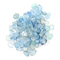 Oval-shape aquamarines, 38.49ct