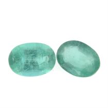 Two oval-shape emeralds, 1.63ct