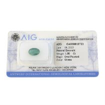 Oval-shape emerald, 1.50ct. In AIG seal