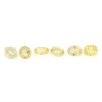 Assorted vari-shape yellow sapphires, 7.58ct