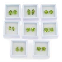 Eight pairs of peridots, 23.38ct