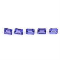 Five rectangular-shape tanzanites, 6.13ct