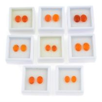 Eight pairs of fire opals, 13.13ct