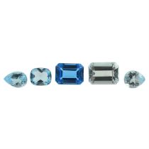 Five vari-shape topazes, 48.07cts