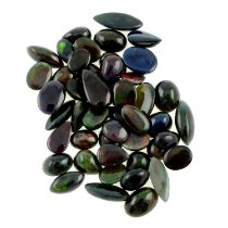 Assorted dark opal cabochons, 86.69ct