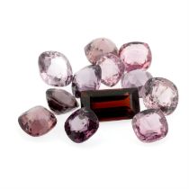 Assorted pink spinels and garnet, 8.07ct