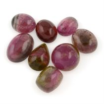 Vari-shape tourmaline cabochons, 41.39ct