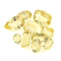 Assorted yellow feldspars, 71.26ct