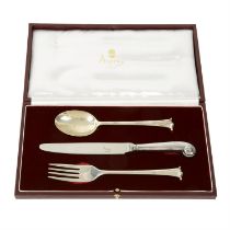 Asprey silver christening set in fitted case.