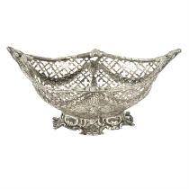 Late Victorian silver pierced oval dish.