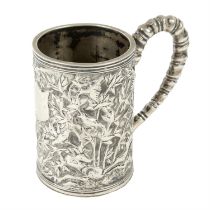 Chinese export silver christening mug.