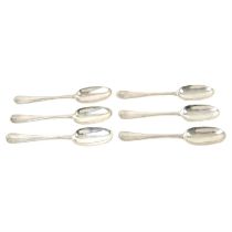 Set of six George II silver Hanoverian spoons.