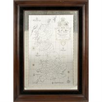 Modern framed 'Silver Map of Great Britain'