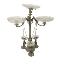 Large silver plated cherub candelabrum or centrepiece.