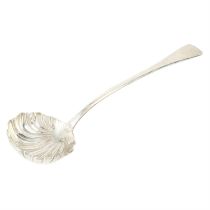 Early Victorian silver shell bowl soup ladle.