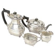 Mid-20th century silver four piece tea service.