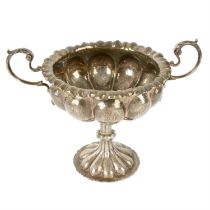 Edwardian silver twin-handled pedestal dish by Elkington.