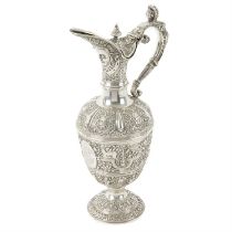 Victorian silver Cellini pattern claret jug.