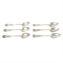 Six Victorian Glasgow silver table spoons. (6).