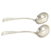 Pair of George III silver sauce ladles by Hester Bateman.