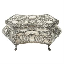 George V silver mounted small jewellery box.