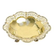 A 1930's silver-gilt pierced dish.