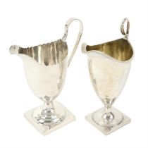 Two George III silver cream jugs.