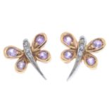 18ct gold pink sapphire & diamond butterfly earrings
