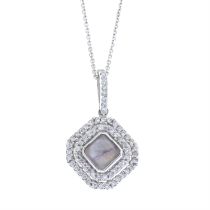 Blue John & diamond pendant, with 18ct gold chain