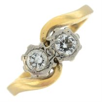 18ct gold diamond two-stone ring