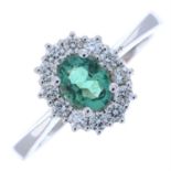 Emerald & diamond cluster ring