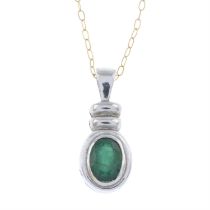 9ct gold emerald pendant, with chain