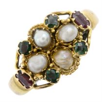 Mid Victorian 15ct gold gem ring